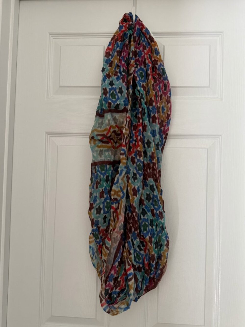 Anthropologie Multicolor Geometric Print Lightweight Infinity Scarf